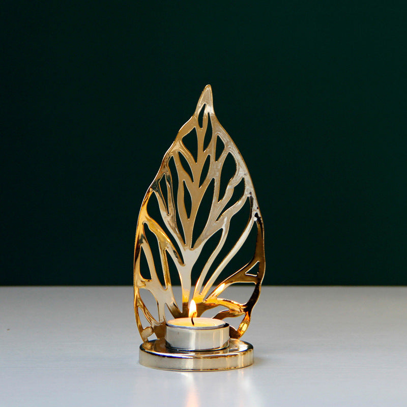 Golden Metal Candle Holder