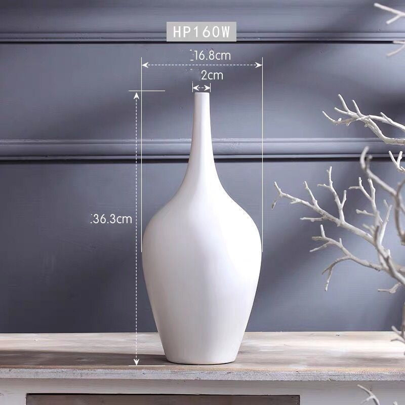 Ceramic White Tall Desktop Vase